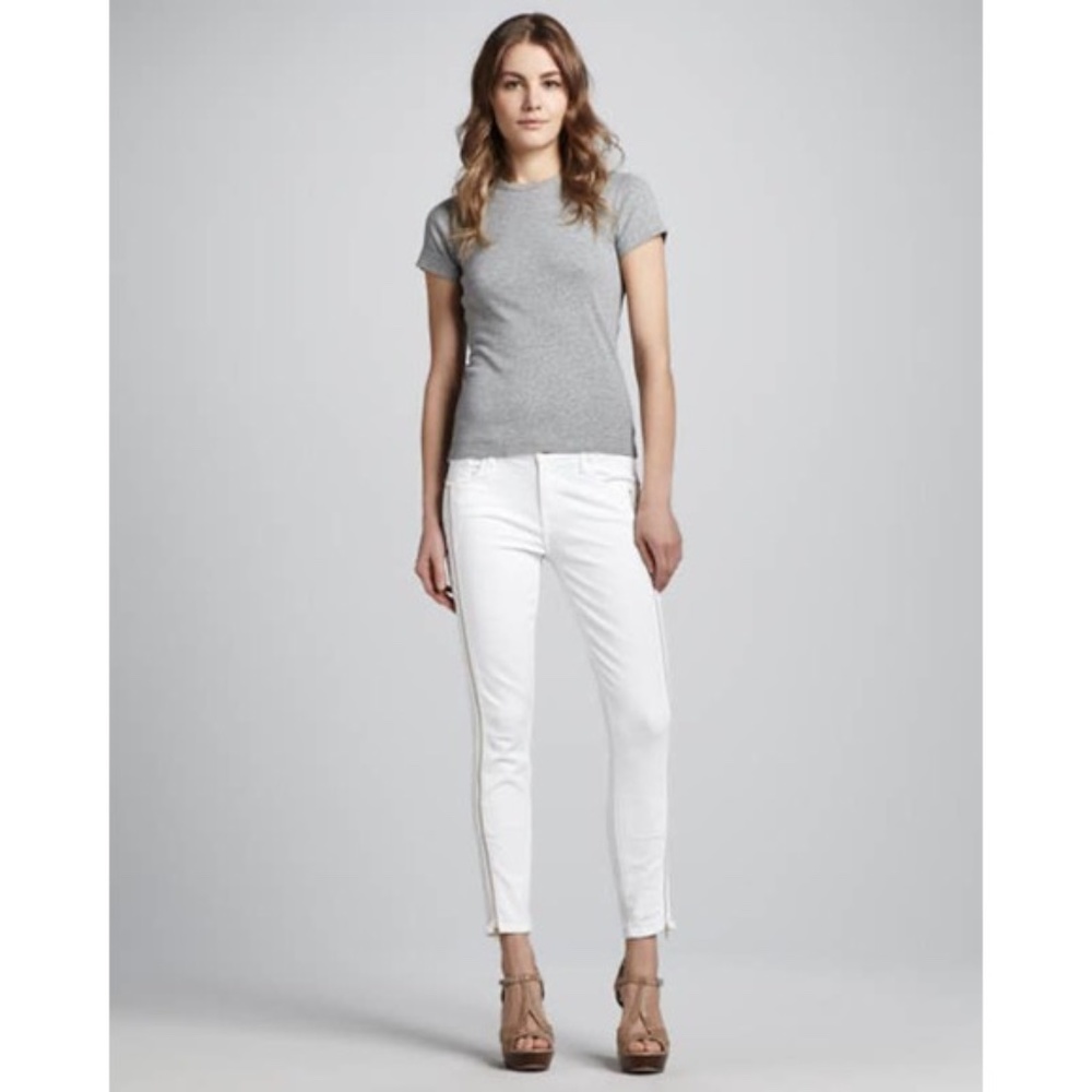 7 for all Mankind white skinny jeans with zippering detail sz 27